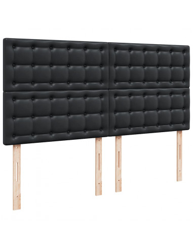 Struttura Letto Pouf con Materassi Nero 200x200 cm Similpelle