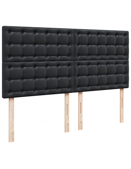Struttura Letto Pouf con Materassi Nero 200x200 cm Similpelle