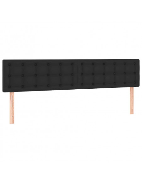 Struttura Letto Pouf con Materassi Nero 200x200 cm Similpelle