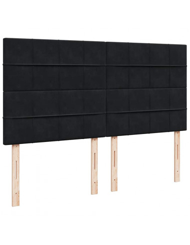 Struttura Letto Pouf con Materassi Nero 200x200 cm Velluto