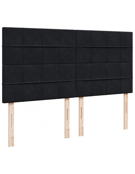 Struttura Letto Pouf con Materassi Nero 200x200 cm Velluto