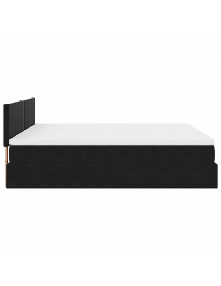 Struttura Letto Pouf con Materassi Nero 200x200 cm Velluto