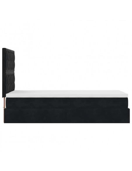 Struttura Letto Pouf con Materassi Nero 80x200 cm in Velluto