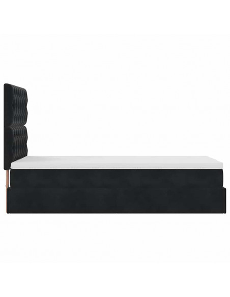 Struttura Letto Pouf con Materassi Nero 80x200 cm in Velluto