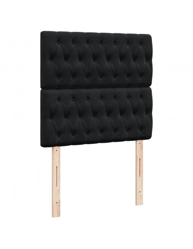 Struttura Letto Pouf con Materassi Nero 80x200 cm in Velluto