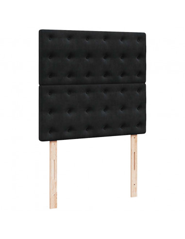 Struttura Letto Pouf con Materassi Nero 90x190 cm in Velluto