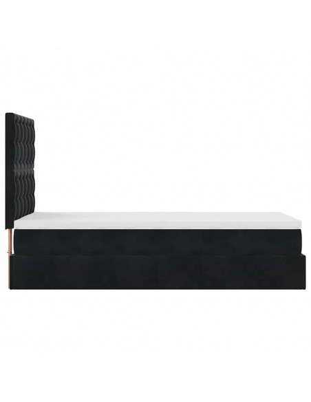 Struttura Letto Pouf con Materassi Nero 90x190 cm in Velluto
