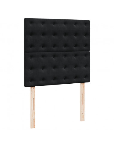 Struttura Letto Pouf con Materassi Nero 90x190 cm in Velluto