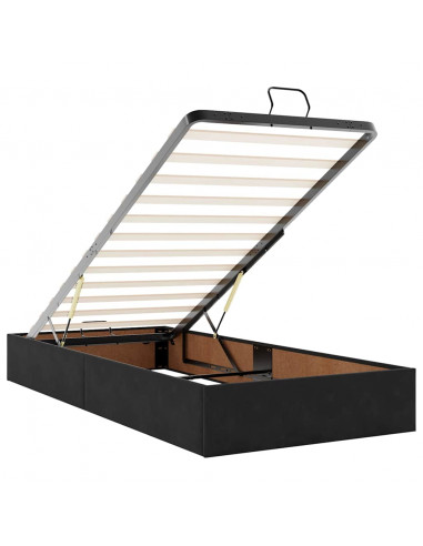 Struttura Letto Pouf con Materassi Nero 90x190 cm in Velluto