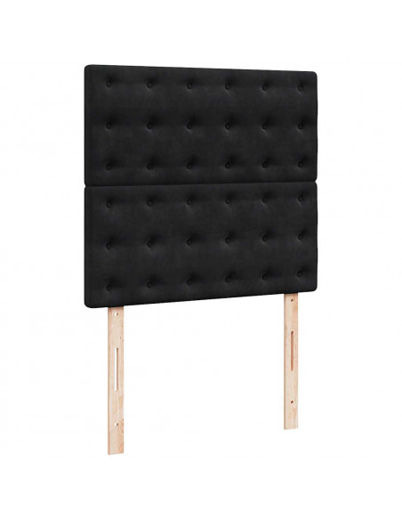 Struttura Letto Pouf con Materassi Nero 90x200 cm in Velluto