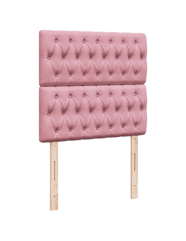 Struttura Letto Pouf con Materassi Rosa 100x200 cm Velluto