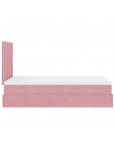 Struttura Letto Pouf con Materassi Rosa 120x190 cm Velluto 2