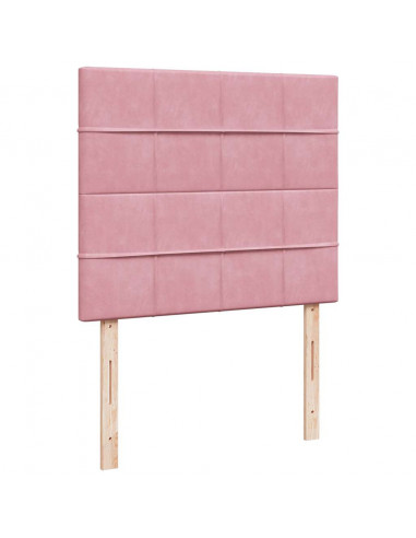 Struttura Letto Pouf con Materassi Rosa 120x190 cm Velluto