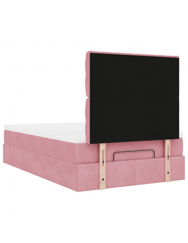 Struttura Letto Pouf con Materassi Rosa 120x190 cm Velluto