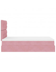 Struttura Letto Pouf con Materassi Rosa 120x190 cm Velluto 2