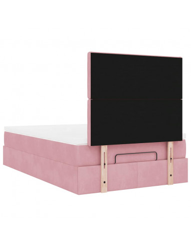 Struttura Letto Pouf con Materassi Rosa 120x190 cm Velluto