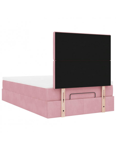 Struttura Letto Pouf con Materassi Rosa 120x190 cm Velluto