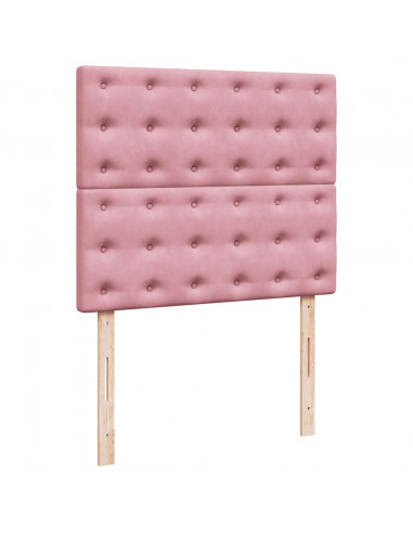 Struttura Letto Pouf con Materassi Rosa 120x190 cm Velluto