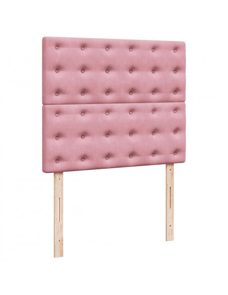 Struttura Letto Pouf con Materassi Rosa 120x190 cm Velluto