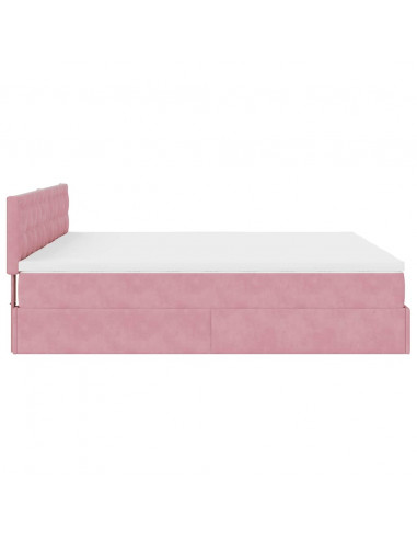 Struttura Letto Pouf con Materassi Rosa 180x200 cm Velluto