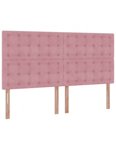 Struttura Letto Pouf con Materassi Rosa 180x200 cm Velluto