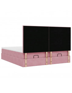 Struttura Letto Pouf con Materassi Rosa 180x200 cm Velluto