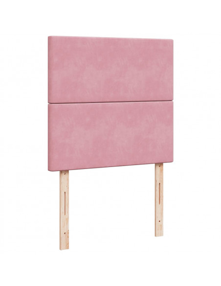 Struttura Letto Pouf con Materassi Rosa 180x200 cm Velluto