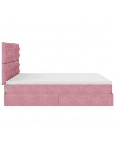 Struttura Letto Pouf con Materassi Rosa 180x200 cm Velluto