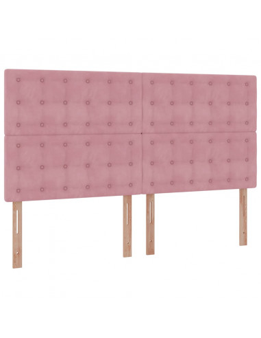 Struttura Letto Pouf con Materassi Rosa 180x200 cm Velluto
