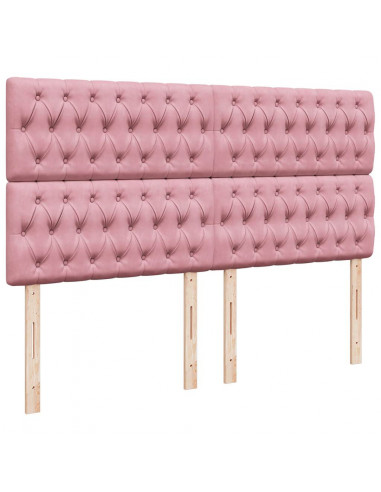 Struttura Letto Pouf con Materassi Rosa 180x200 cm Velluto