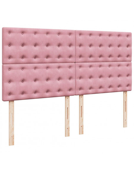 Struttura Letto Pouf con Materassi Rosa 180x200 cm Velluto