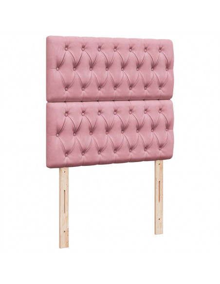 Struttura Letto Pouf con Materassi Rosa 200x200 cm Velluto