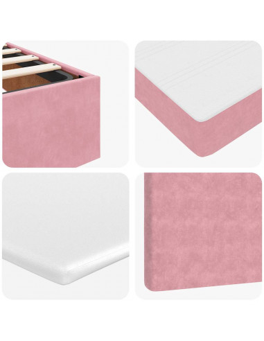 Struttura Letto Pouf con Materassi Rosa 200x200 cm Velluto