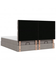 Struttura Letto Pouf con Materassi Tortora 180x200cm in Tessuto 2