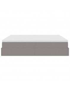 Struttura Letto Pouf con Materassi Tortora 200x200 cm Tessuto