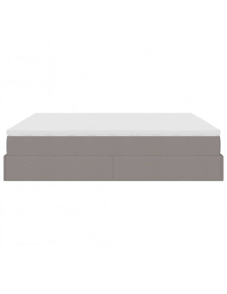 Struttura Letto Pouf con Materassi Tortora 200x200 cm Tessuto