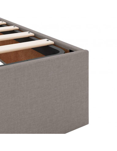 Struttura Letto Pouf con Materassi Tortora 200x200 cm Tessuto