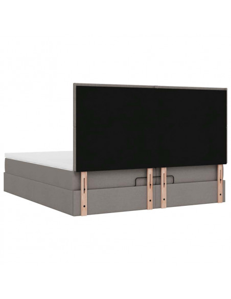 Struttura Letto Pouf con Materassi Tortora 200x200 cm Tessuto