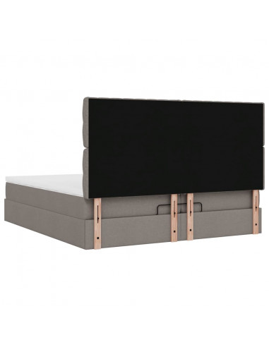 Struttura Letto Pouf con Materassi Tortora 200x200 cm Tessuto