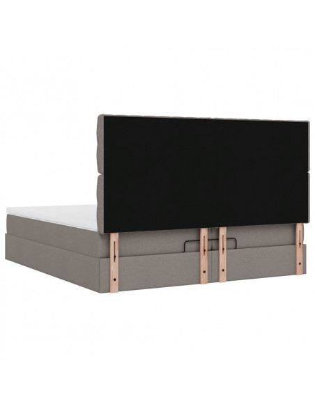 Struttura Letto Pouf con Materassi Tortora 200x200 cm Tessuto