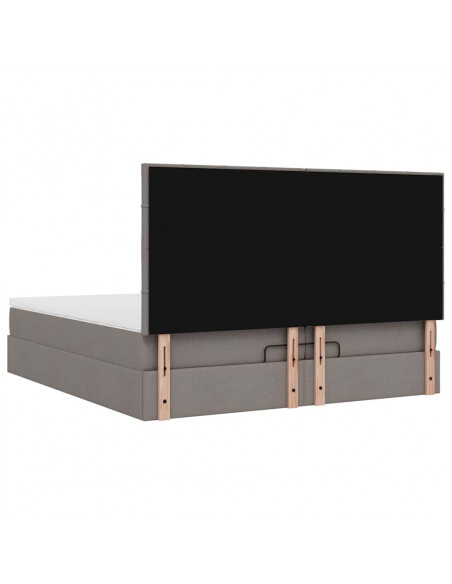 Struttura Letto Pouf con Materassi Tortora 200x200 cm Tessuto