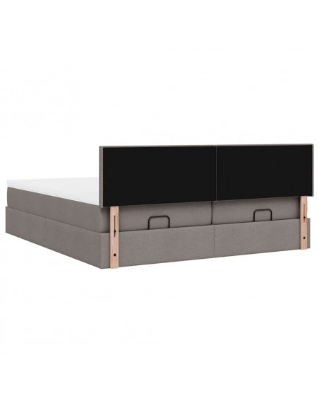 Struttura Letto Pouf con Materassi Tortora 200x200 cm Tessuto