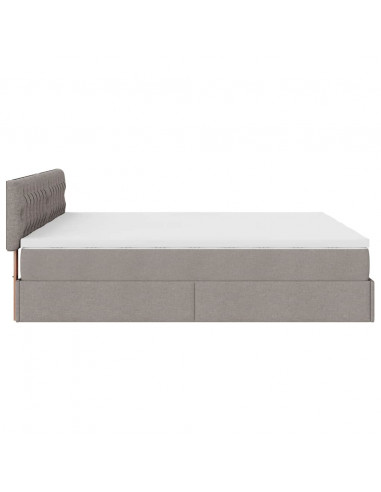 Struttura Letto Pouf con Materassi Tortora 200x200 cm Tessuto