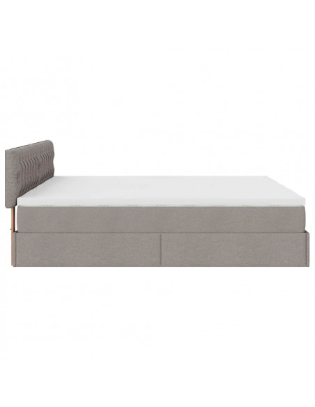 Struttura Letto Pouf con Materassi Tortora 200x200 cm Tessuto