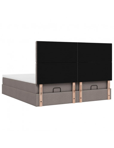 Struttura Letto Pouf con Materassi Tortora 200x200 cm Tessuto