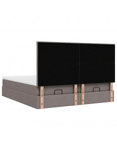 Struttura Letto Pouf con Materassi Tortora 200x200 cm Tessuto 2