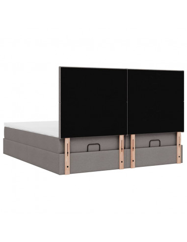 Struttura Letto Pouf con Materassi Tortora 200x200 cm Tessuto