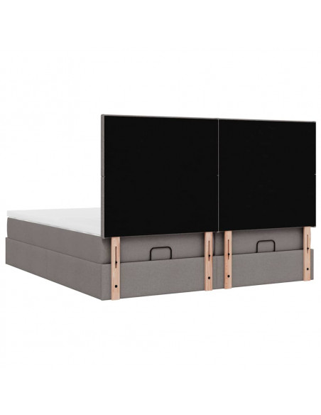 Struttura Letto Pouf con Materassi Tortora 200x200 cm Tessuto