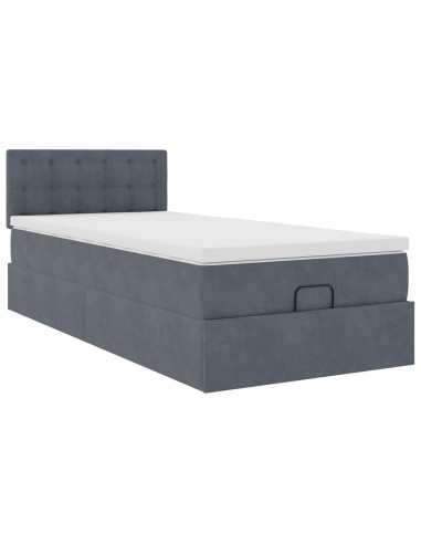 Struttura Letto Pouf con Materasso 100x200 cm Velluto