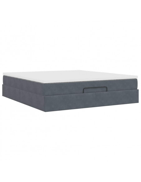 Struttura Letto Pouf con Materasso 180x200 cm in Velluto